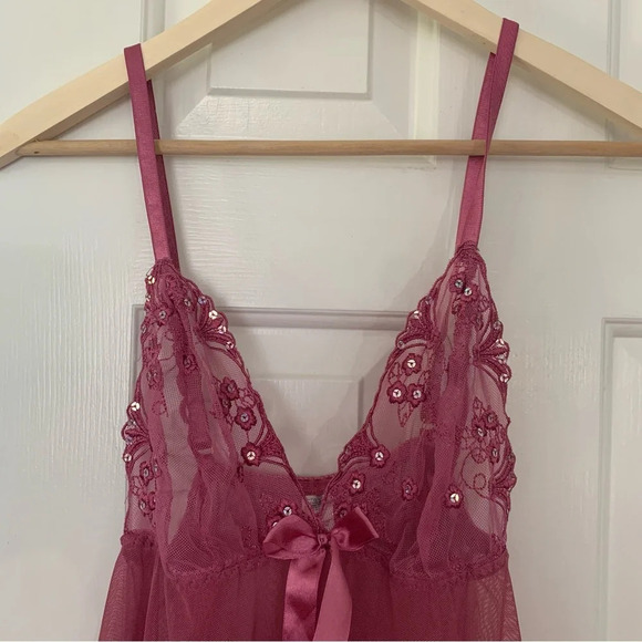 Pink Purple Mini Slip Dress Chemise Romantic Womens Size Medium - Picture 4 of 7